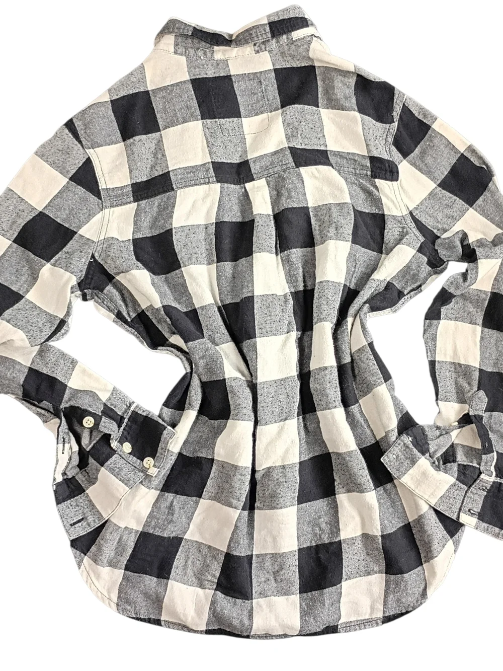 Mossimo women's black and white buffalo plaid flannel long-sleeve shirt XLG - Picture 2 of 3